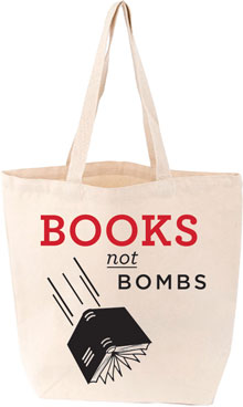 BOOKS NOT BOMBS TOTE BAG